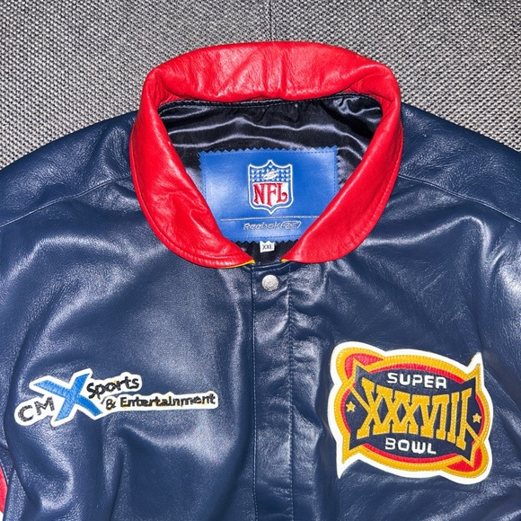 Rare NFL Super Bowl XXXVIII Leather Bomber Jacket - Multicolor XXL 2XL - Picture 6 of 6